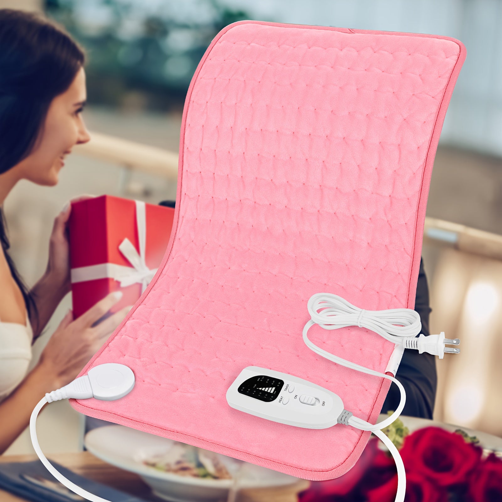 Extra Large Heating Pad - Extra Wide 24x12in (2x larger than most) with 6 Temp Settings (Up to 150°F/65°C) & Auto Shut-off Timer (2H), Portable Electric Heating Pad with Plug-in Power, Machine Washable for Back, Neck, Legs, Shoulders, Knees, Belly - Ideal