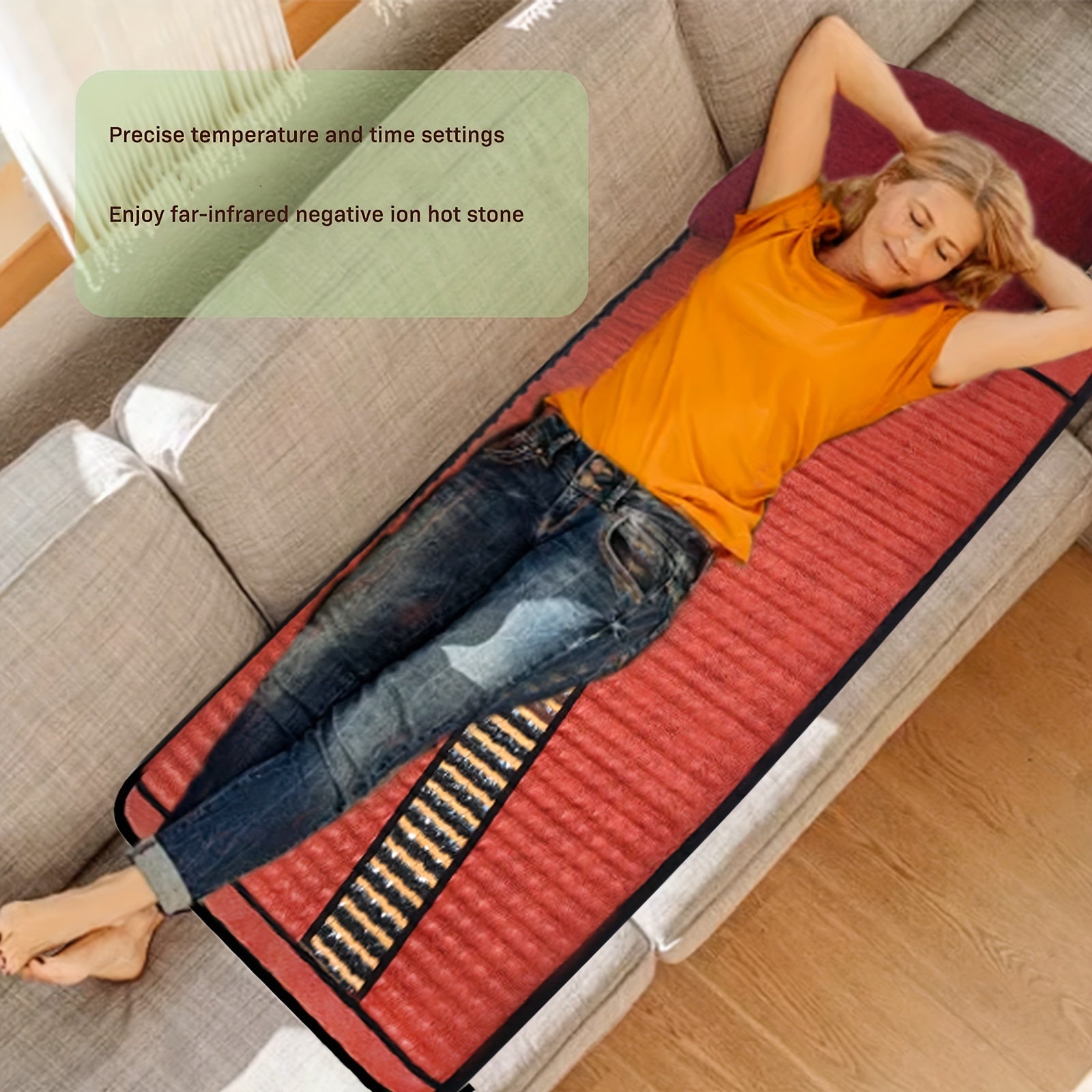 [ACADA Heating Pad] ACADA Large Electric Heating Pad | Crystal Stone Deep Warming Massage Mat, Full Body Infrared Heating, Adjustable Timer & Temperature, Auto Shut Off