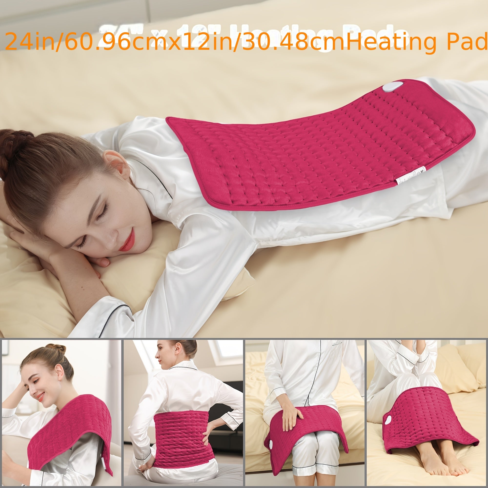 Extra Large Heating Pad - Extra Wide 24x12in (2x larger than most) with 6 Temp Settings (Up to 150°F/65°C) & Auto Shut-off Timer (2H), Portable Electric Heating Pad with Plug-in Power, Machine Washable for Back, Neck, Legs, Shoulders, Knees, Belly - Ideal