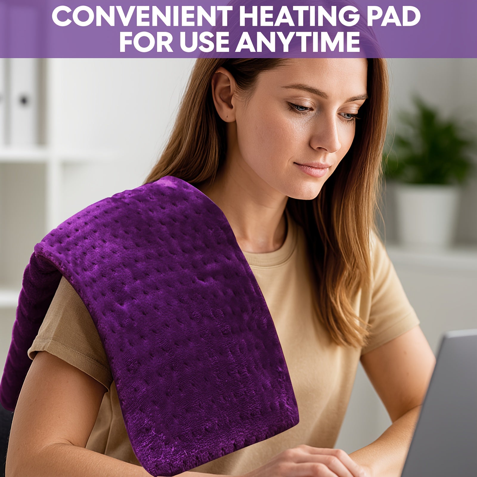 Electric Heating Pads for Back, Neck, Shoulder, Arms, Abdomen, 130W Fast Heating to 150°F, 4 Heat Settings, Auto-Off, 24" X 12" Lightweight Light Beige Fabric, Moist/Dry Option, Washable, Heated Pad for Knee, Leg, Father's Day & Birthday Gifts for Dad,