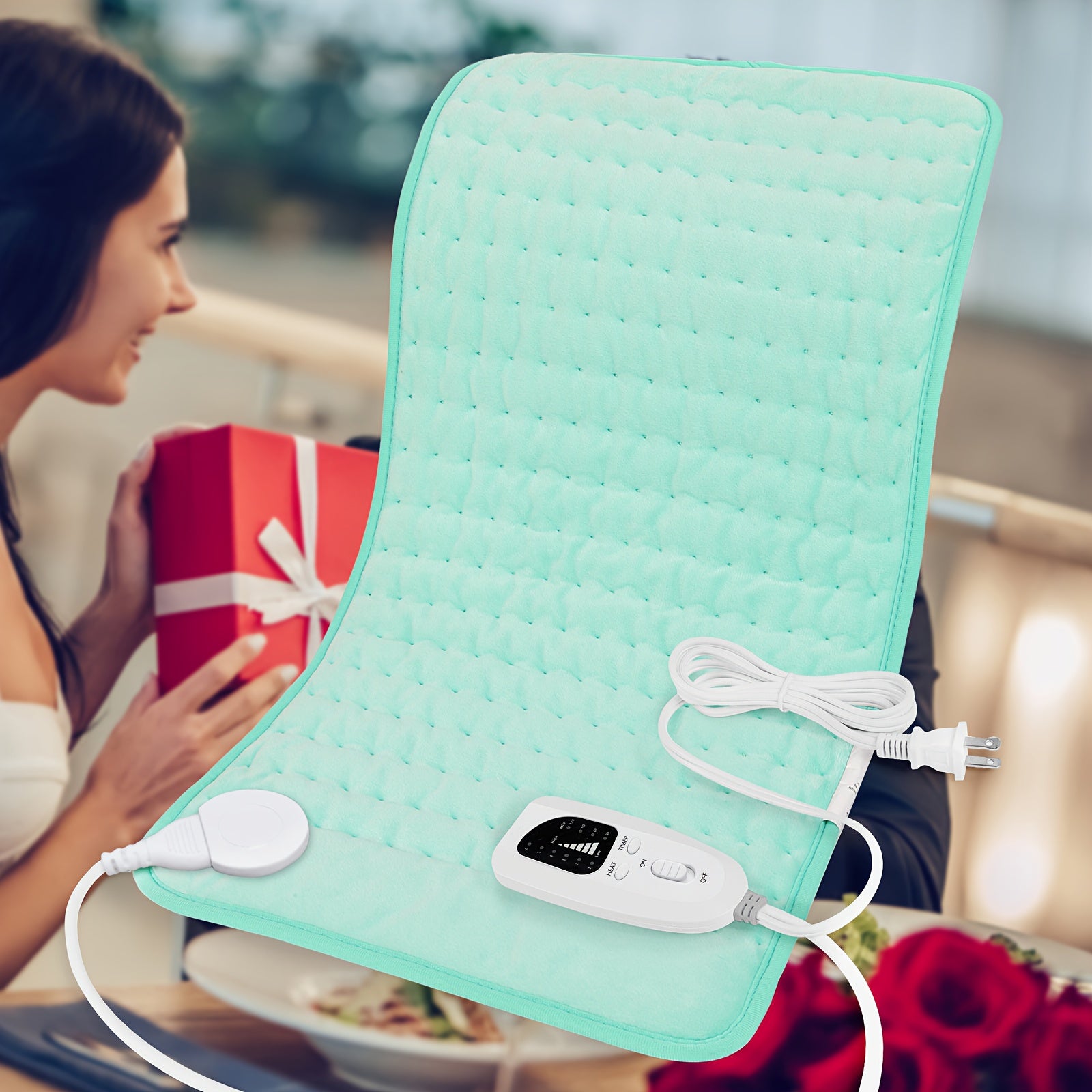 Extra Large Heating Pad - Extra Wide 24x12in (2x larger than most) with 6 Temp Settings (Up to 150°F/65°C) & Auto Shut-off Timer (2H), Portable Electric Heating Pad with Plug-in Power, Machine Washable for Back, Neck, Legs, Shoulders, Knees, Belly - Ideal