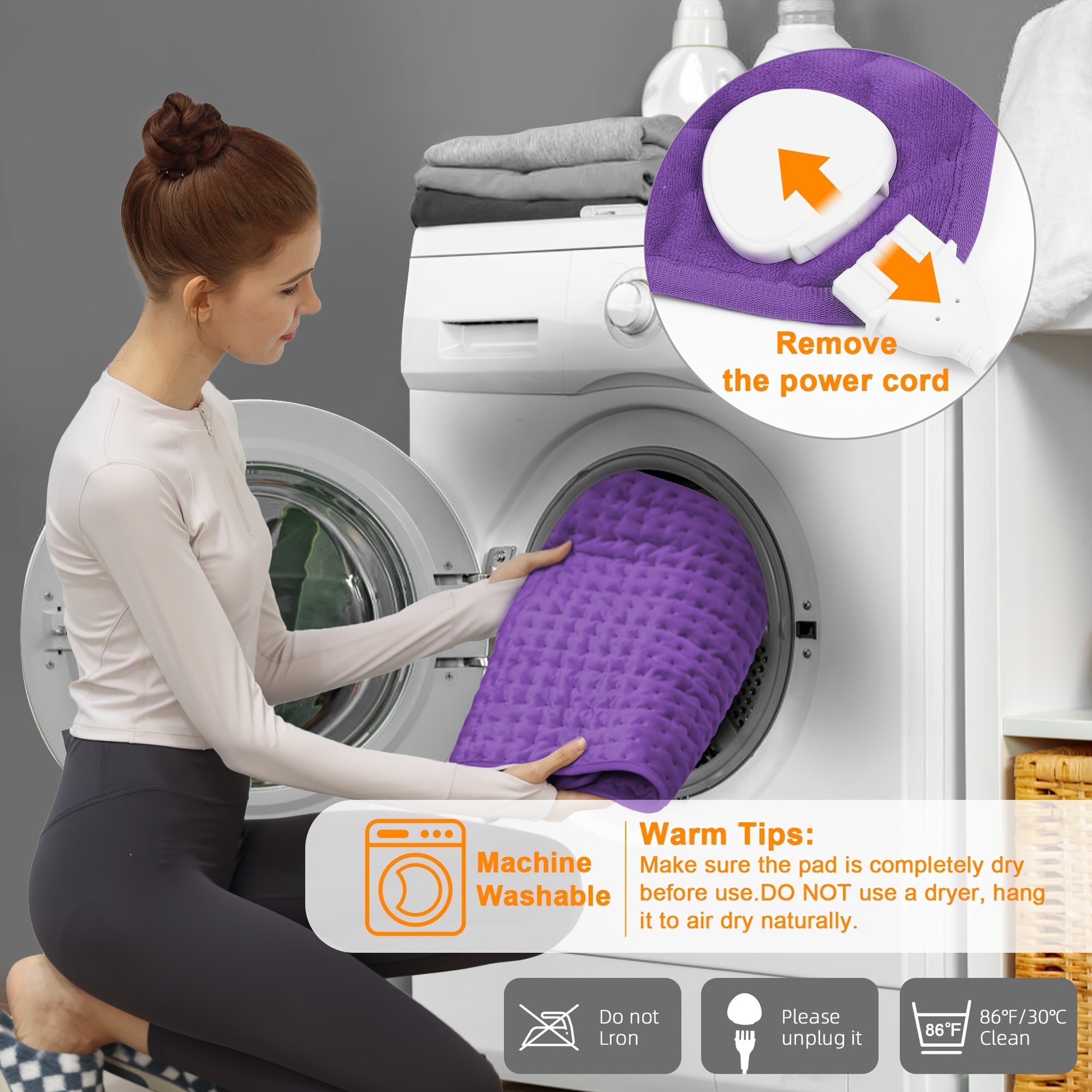 Extra Large Heating Pad - Extra Wide 24x12in (2x larger than most) with 6 Temp Settings (Up to 150°F/65°C) & Auto Shut-off Timer (2H), Portable Electric Heating Pad with Plug-in Power, Machine Washable for Back, Neck, Legs, Shoulders, Knees, Belly - Ideal