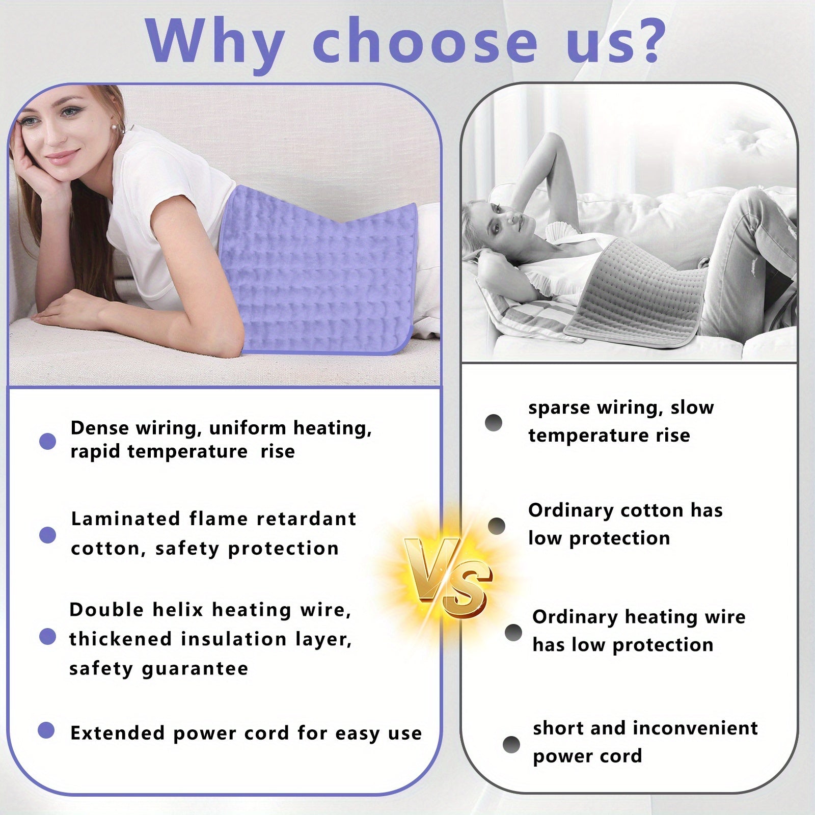 Electric Heating Pad, 24 ''x12' ', Portable, Shoulder, Back, Joint, Leg, Abdomen Heating, Skin Friendly Fabric, Quickly Heated To 140 ° F, Three Temperature Controls, Wet And Dry Dual-use, Double-sided Heating, 2-hour Timed Shutdown, Machine Washable
