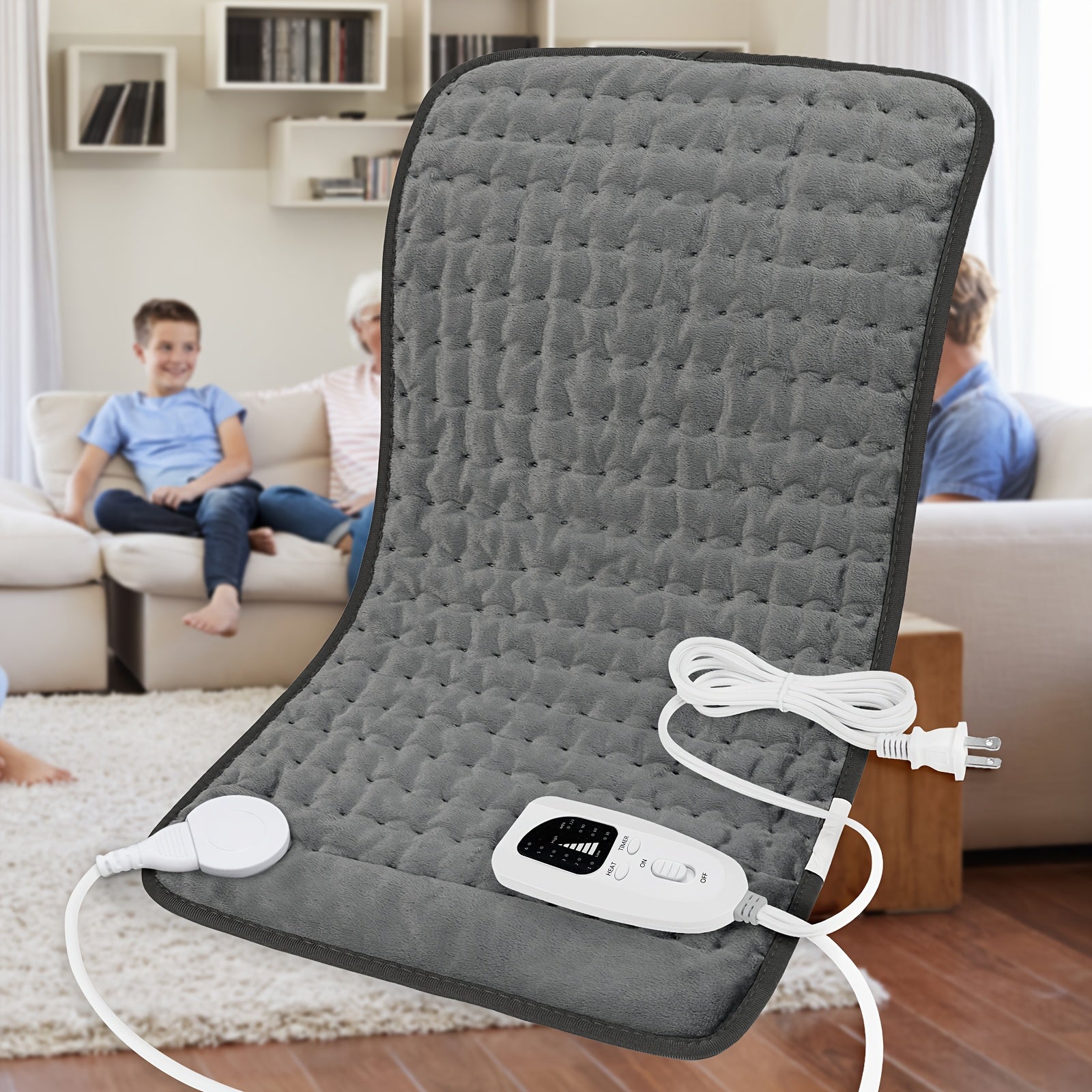 [Portable Heating Pad] Portable XL Heating Pad | Electric Heating Pad for Back, Neck, Knees, Legs, Abdomen, 24in×12in, 6 Heating Levels, 4 Timing Options, Fast Heating to 140°F, Machine Washable, Ideal Gift for Dad and Mom, Holiday Gift