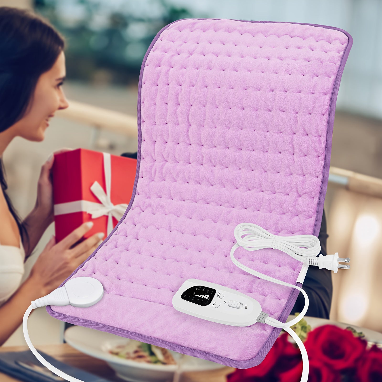 Extra Large Heating Pad - Extra Wide 24x12in (2x larger than most) with 6 Temp Settings (Up to 150°F/65°C) & Auto Shut-off Timer (2H), Portable Electric Heating Pad with Plug-in Power, Machine Washable for Back, Neck, Legs, Shoulders, Knees, Belly - Ideal