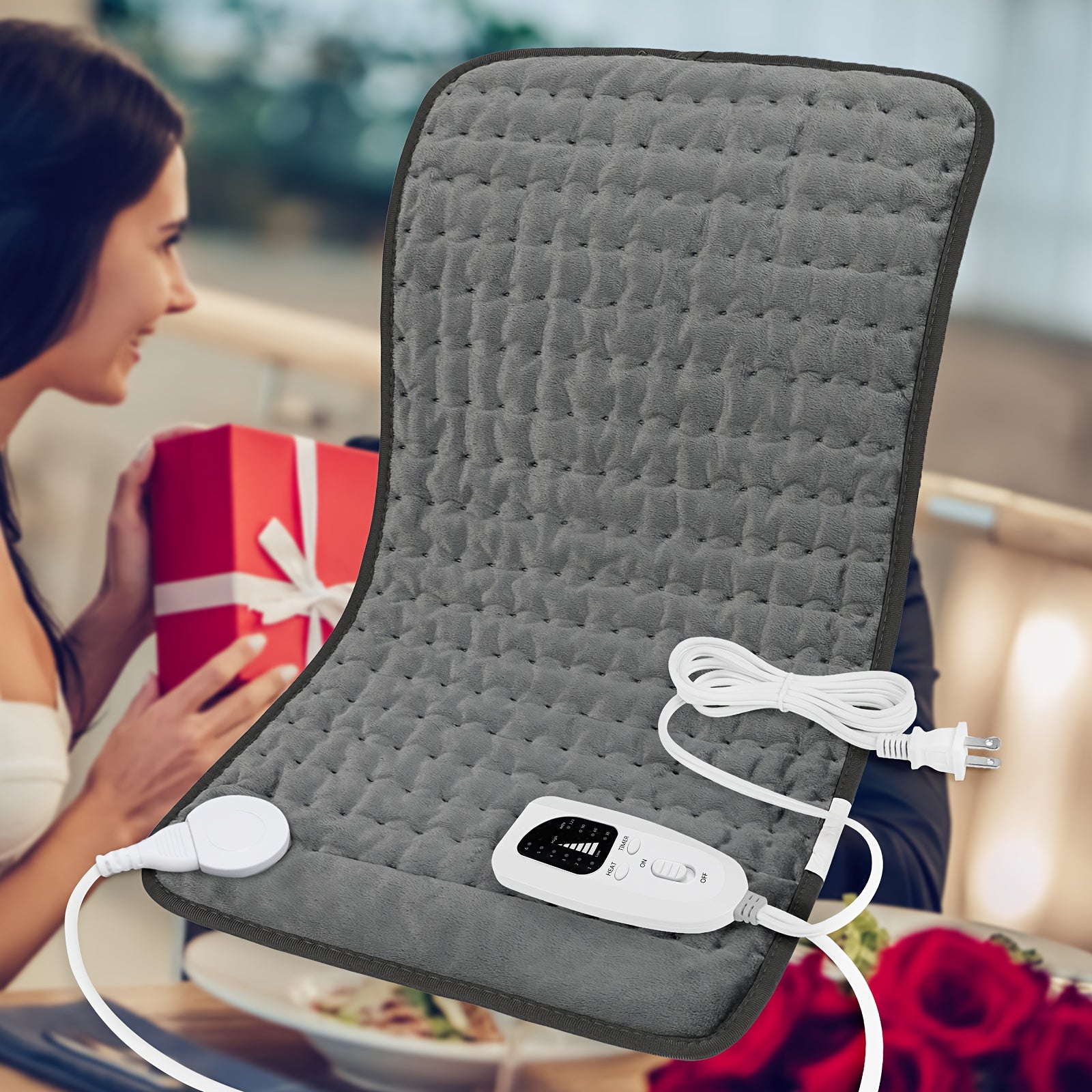 Extra Large Heating Pad - Extra Wide 24x12in (2x larger than most) with 6 Temp Settings (Up to 150°F/65°C) & Auto Shut-off Timer (2H), Portable Electric Heating Pad with Plug-in Power, Machine Washable for Back, Neck, Legs, Shoulders, Knees, Belly - Ideal