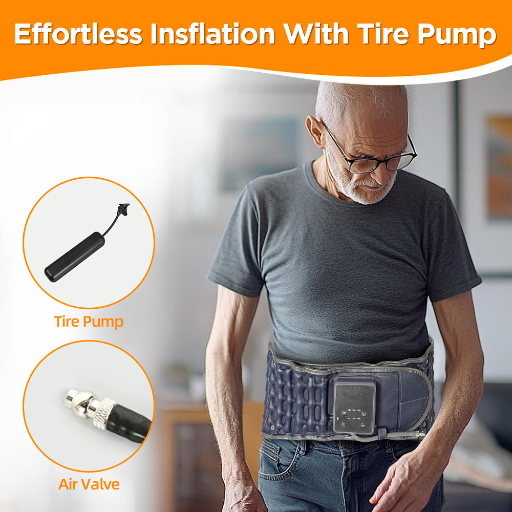 Portable Heating Pad USB Charged, Lumbar Support Belt with Air Traction, Cordless Heating Pad with Vibration Massage, Heat Pad with 3 Heating Levels & 3 Massage Mode, for Back, Waist, Gifts for Mom.