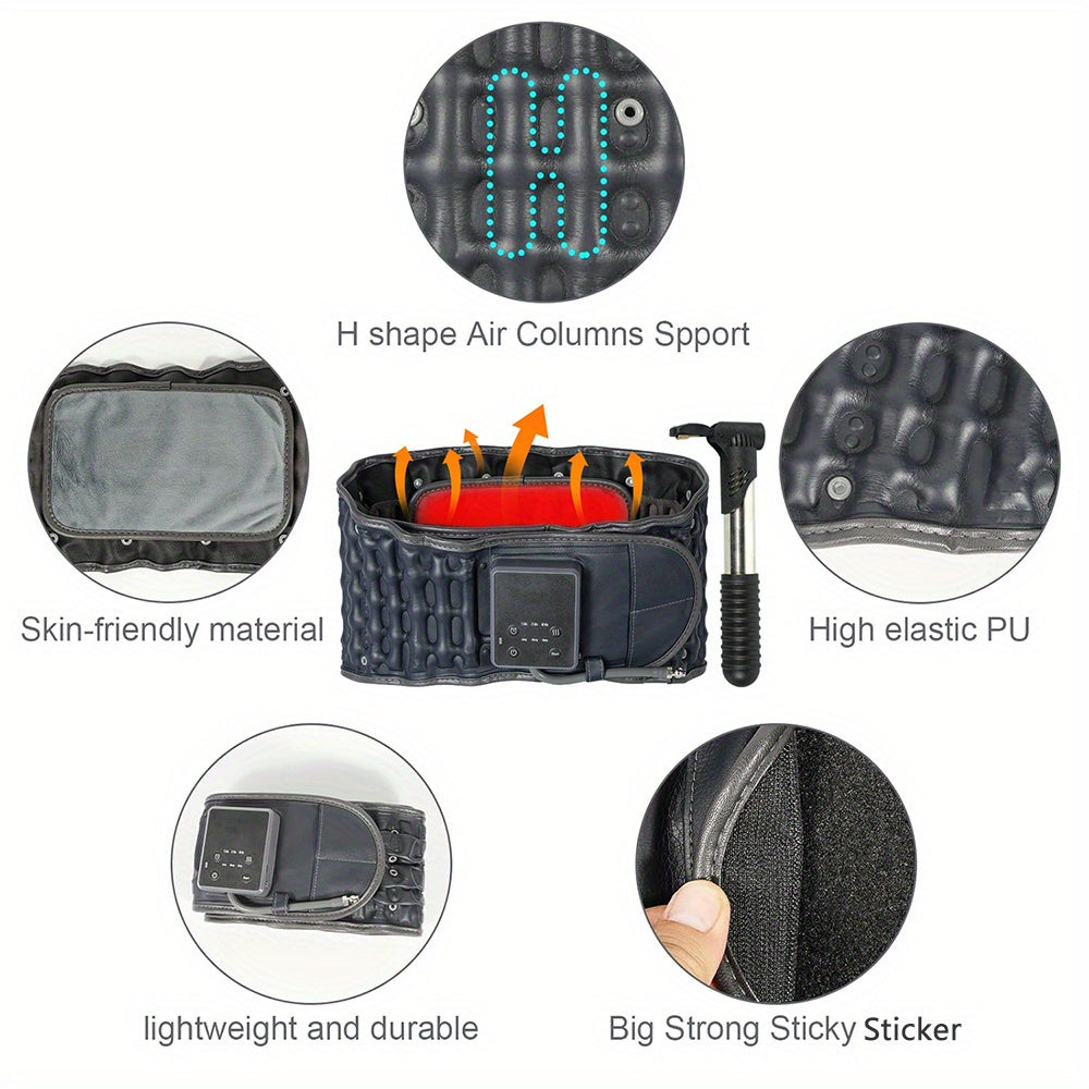 Portable Heating Pad USB Charged, Lumbar Support Belt with Air Traction, Cordless Heating Pad with Vibration Massage, Heat Pad with 3 Heating Levels & 3 Massage Mode, for Back, Waist, Gifts for Mom.