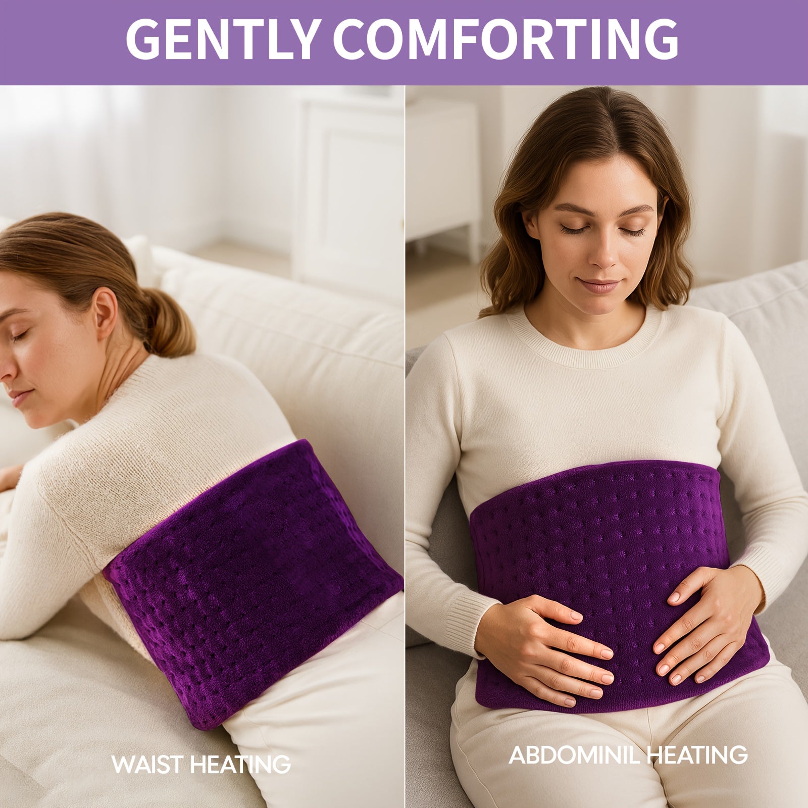Electric Heating Pads for Back, Neck, Shoulder, Arms, Abdomen, 130W Fast Heating to 150°F, 4 Heat Settings, Auto-Off, 24" X 12" Lightweight Light Beige Fabric, Moist/Dry Option, Washable, Heated Pad for Knee, Leg, Father's Day & Birthday Gifts for Dad,