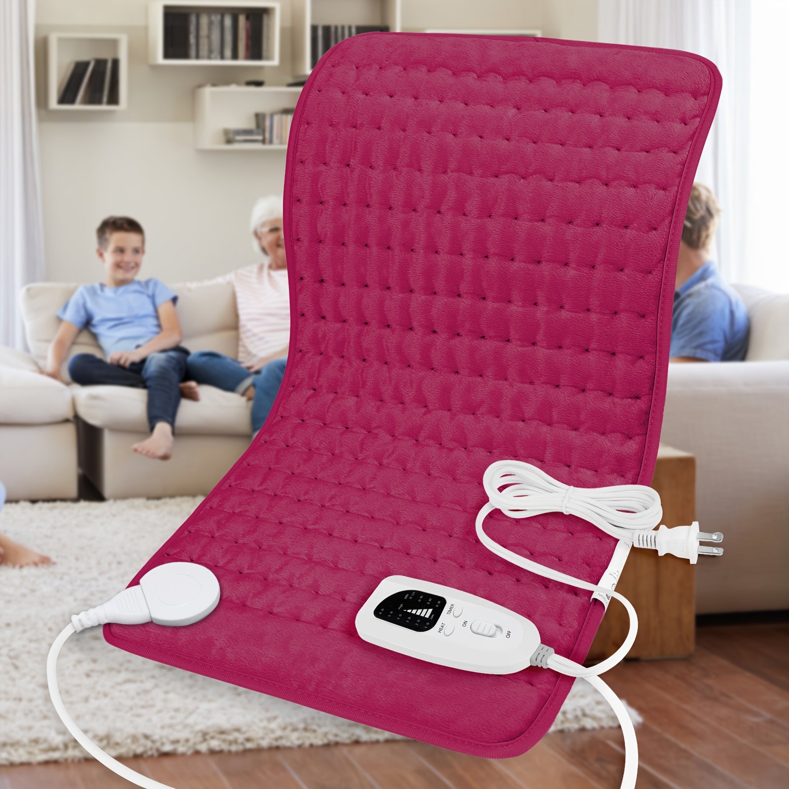 [Portable Heating Pad] Portable XL Heating Pad | Electric Heating Pad for Back, Neck, Knees, Legs, Abdomen, 24in×12in, 6 Heating Levels, 4 Timing Options, Fast Heating to 140°F, Machine Washable, Ideal Gift for Dad and Mom, Holiday Gift