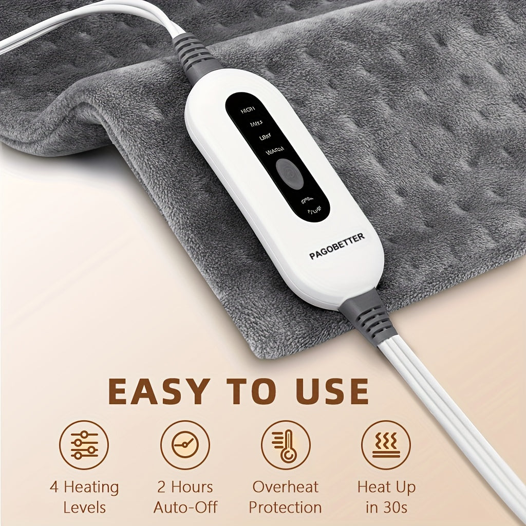 Electric Heating Pads for Back, Neck, Shoulder, Arms, Abdomen, 130W Fast Heating to 150°F, 4 Heat Settings, Auto-Off, 24" X 12" Lightweight Light Beige Fabric, Moist/Dry Option, Washable, Heated Pad for Knee, Leg, Father's Day & Birthday Gifts for Mom Dad