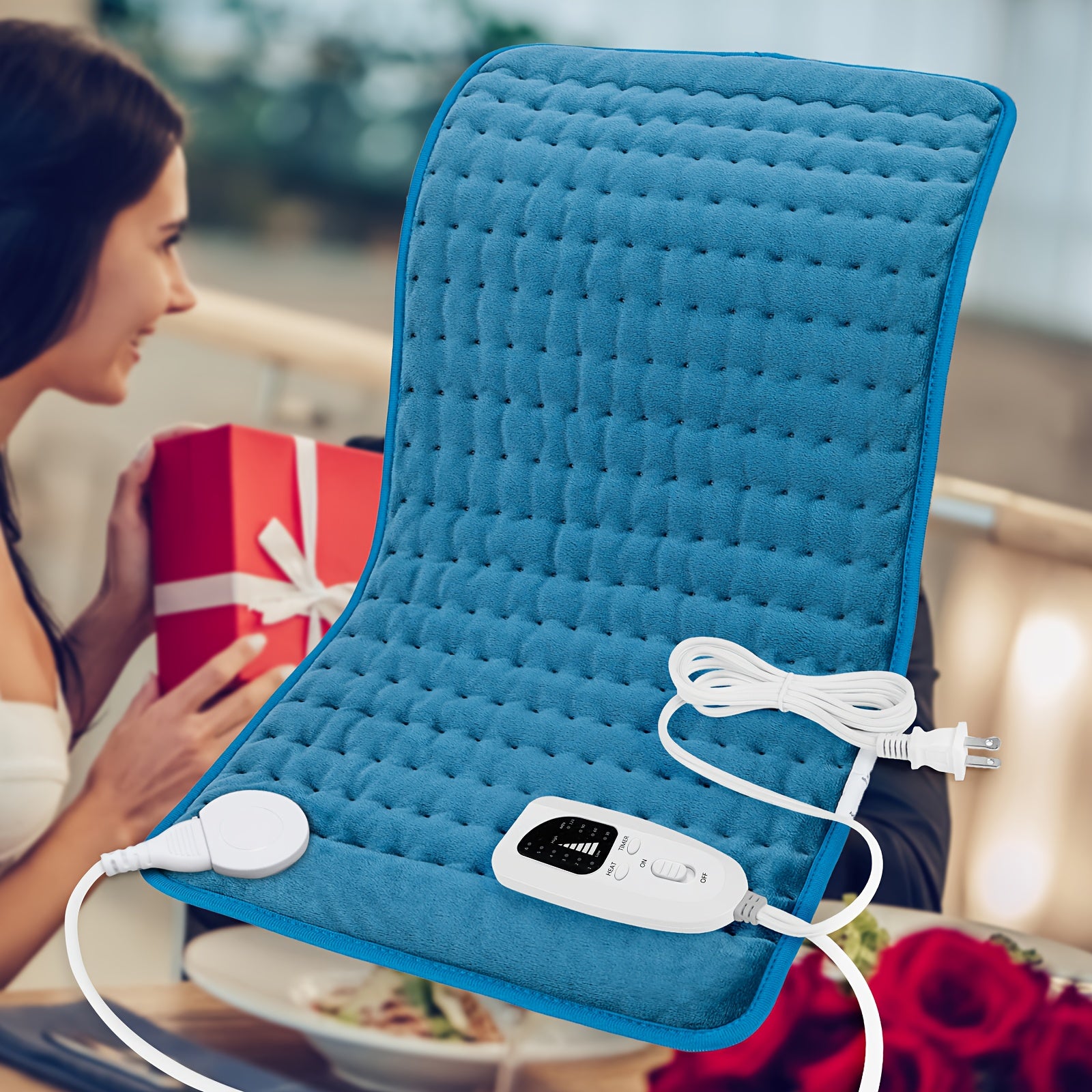 Extra Large Heating Pad - Extra Wide 24x12in (2x larger than most) with 6 Temp Settings (Up to 150°F/65°C) & Auto Shut-off Timer (2H), Portable Electric Heating Pad with Plug-in Power, Machine Washable for Back, Neck, Legs, Shoulders, Knees, Belly - Ideal