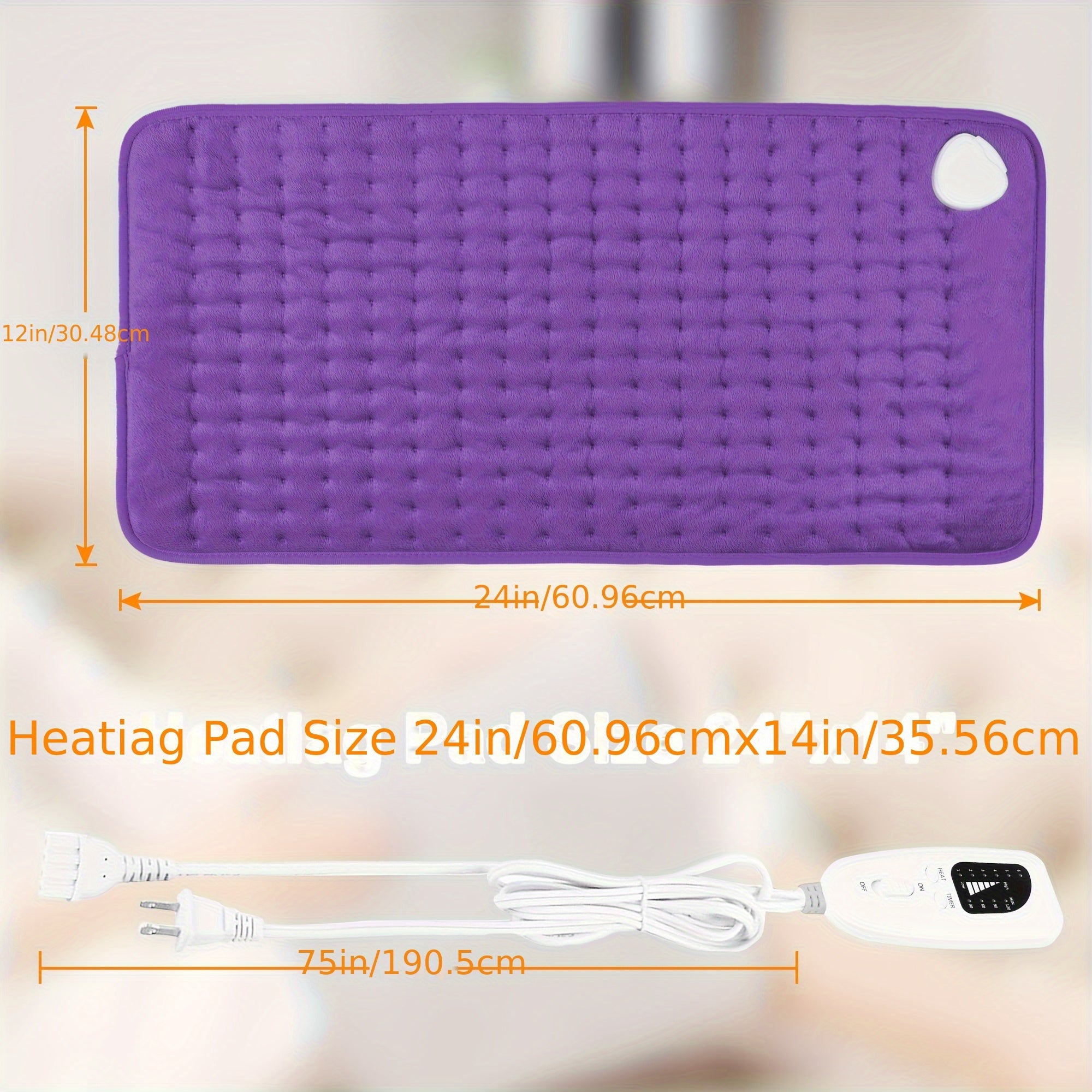 Extra Large Heating Pad - Extra Wide 24x12in (2x larger than most) with 6 Temp Settings (Up to 150°F/65°C) & Auto Shut-off Timer (2H), Portable Electric Heating Pad with Plug-in Power, Machine Washable for Back, Neck, Legs, Shoulders, Knees, Belly - Ideal