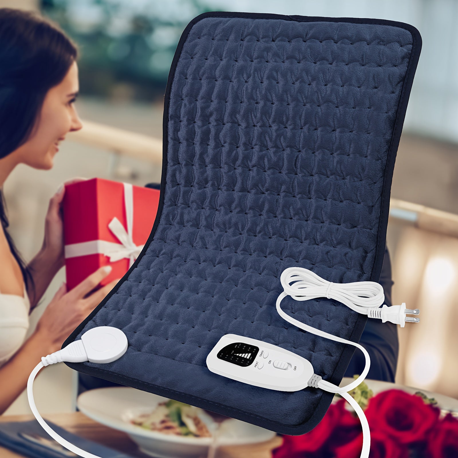 Extra Large Heating Pad - Extra Wide 24x12in (2x larger than most) with 6 Temp Settings (Up to 150°F/65°C) & Auto Shut-off Timer (2H), Portable Electric Heating Pad with Plug-in Power, Machine Washable for Back, Neck, Legs, Shoulders, Knees, Belly - Ideal