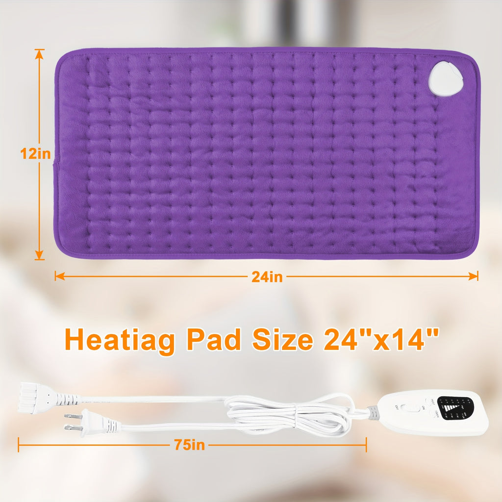 [Portable Heating Pad] Portable XL Heating Pad | Electric Heating Pad for Back, Neck, Knees, Legs, Abdomen, 24in×12in, 6 Heating Levels, 4 Timing Options, Fast Heating to 140°F, Machine Washable, Ideal Gift for Dad and Mom, Holiday Gift