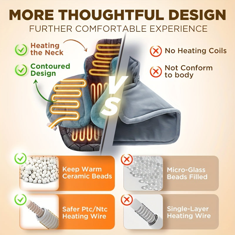 Graphene-Infused Heating Pad, Weighted Instant Heating Pads for Neck And Shoulders, Heated Wrap W/ 6 Heat Options 4 Auto-Off Timer, Gifts for Mom Women Christmas Birthday