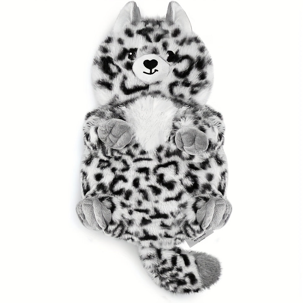 COMOIL Snow Leopard Microwave Heating Pad - 17"x8" Cozy Plush, Cute Microwavable Stuffed Animal - Natural Moist Hot Pack For Cramps, Neck Shoulder, Muscles & Joint With Washable Cover, Unscented