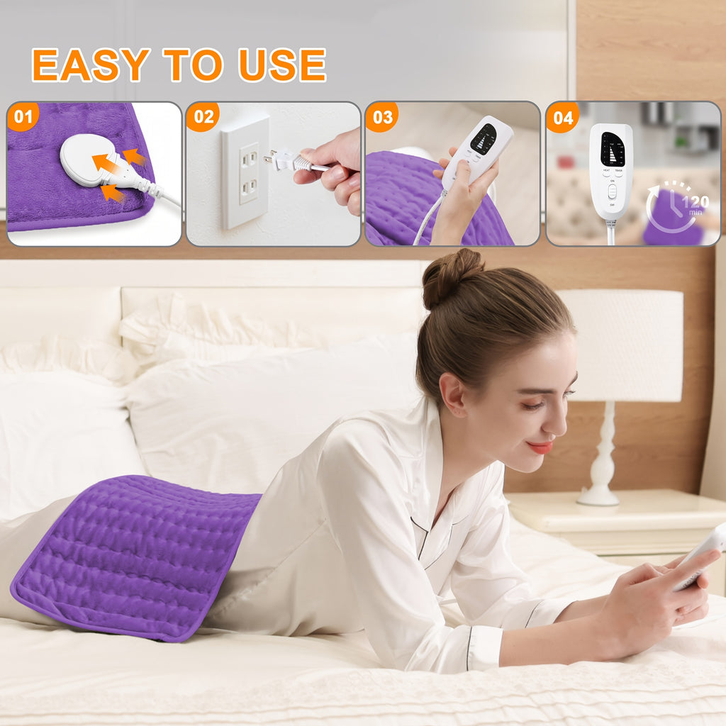 [Portable Heating Pad] Portable XL Heating Pad | Electric Heating Pad for Back, Neck, Knees, Legs, Abdomen, 24in×12in, 6 Heating Levels, 4 Timing Options, Fast Heating to 140°F, Machine Washable, Ideal Gift for Dad and Mom, Holiday Gift