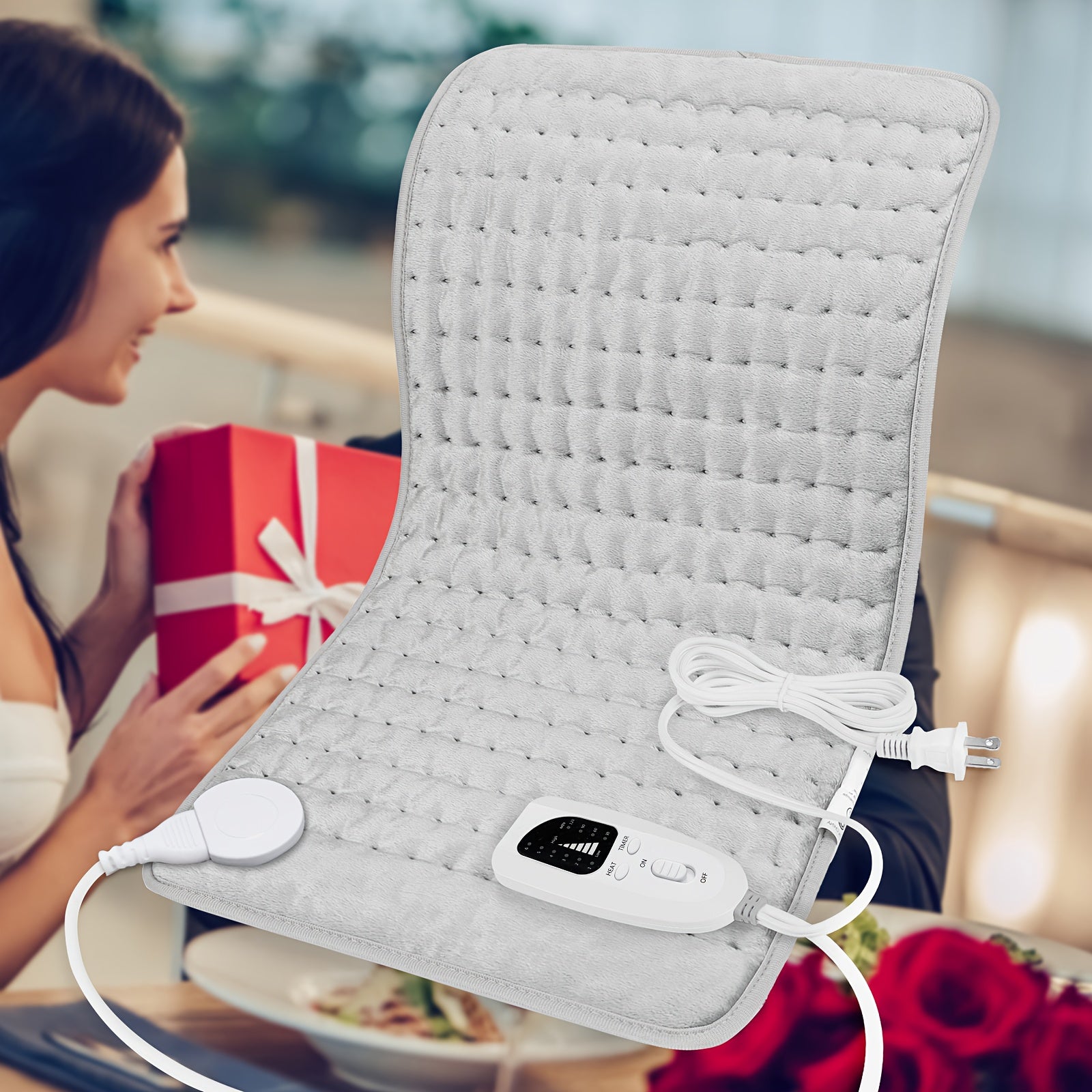 Extra Large Heating Pad - Extra Wide 24x12in (2x larger than most) with 6 Temp Settings (Up to 150°F/65°C) & Auto Shut-off Timer (2H), Portable Electric Heating Pad with Plug-in Power, Machine Washable for Back, Neck, Legs, Shoulders, Knees, Belly - Ideal