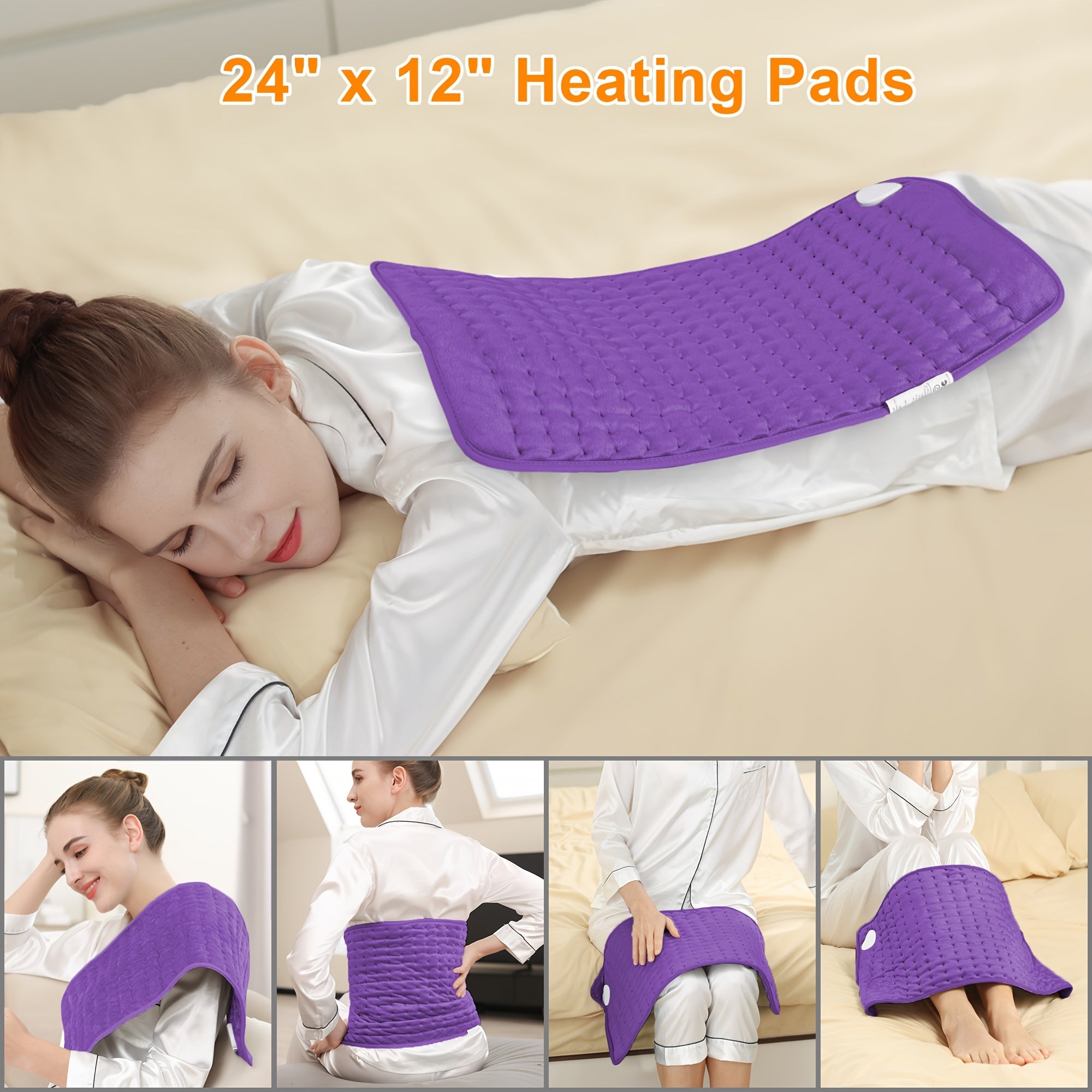 [Portable Heating Pad] Portable XL Heating Pad | Electric Heating Pad for Back, Neck, Knees, Legs, Abdomen, 24in×12in, 6 Heating Levels, 4 Timing Options, Fast Heating to 140°F, Machine Washable, Ideal Gift for Dad and Mom, Holiday Gift