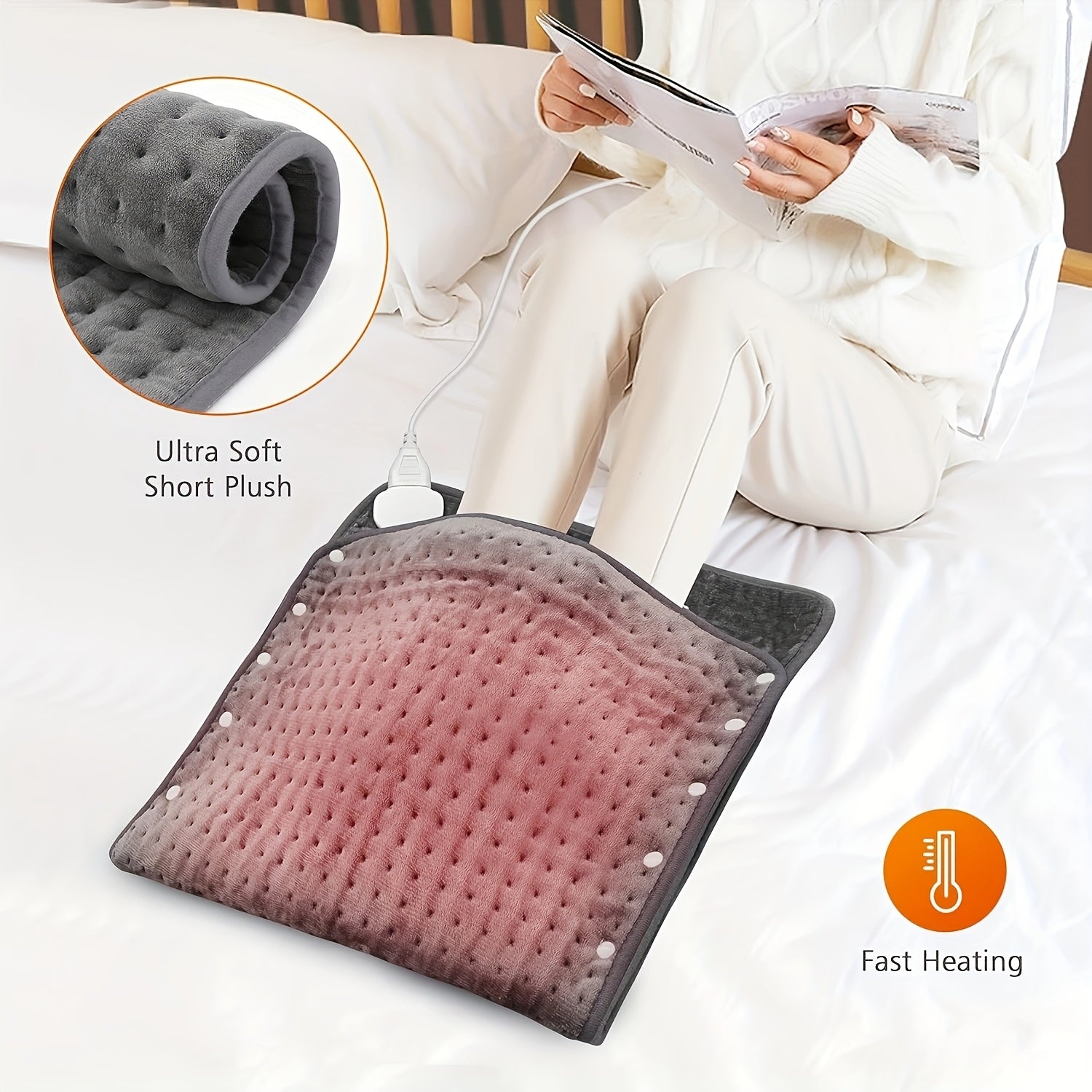 Extra Large 2-in-1 Heating Pad & Foot Warmer, 9 Temperature Settings, 4H Auto Shut Off, Washable Fast Heated Feet Warmers, Electric Heating Pads for Back, Feet, Shoulders - Polyester, 110V-120V, US Plug