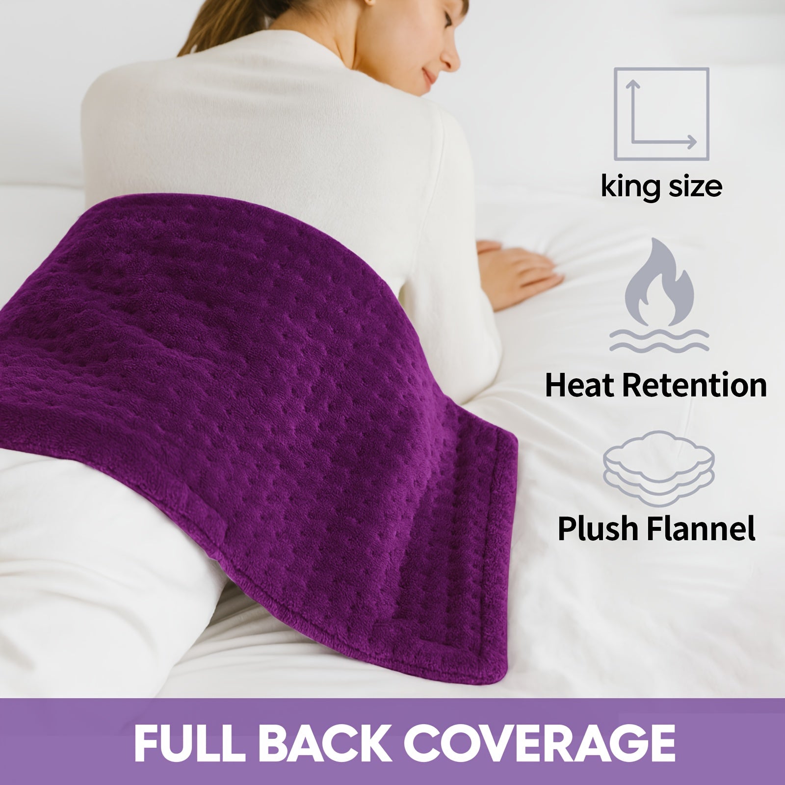 Electric Heating Pads for Back, Neck, Shoulder, Arms, Abdomen, 130W Fast Heating to 150°F, 4 Heat Settings, Auto-Off, 24" X 12" Lightweight Light Beige Fabric, Moist/Dry Option, Washable, Heated Pad for Knee, Leg, Father's Day & Birthday Gifts for Dad,