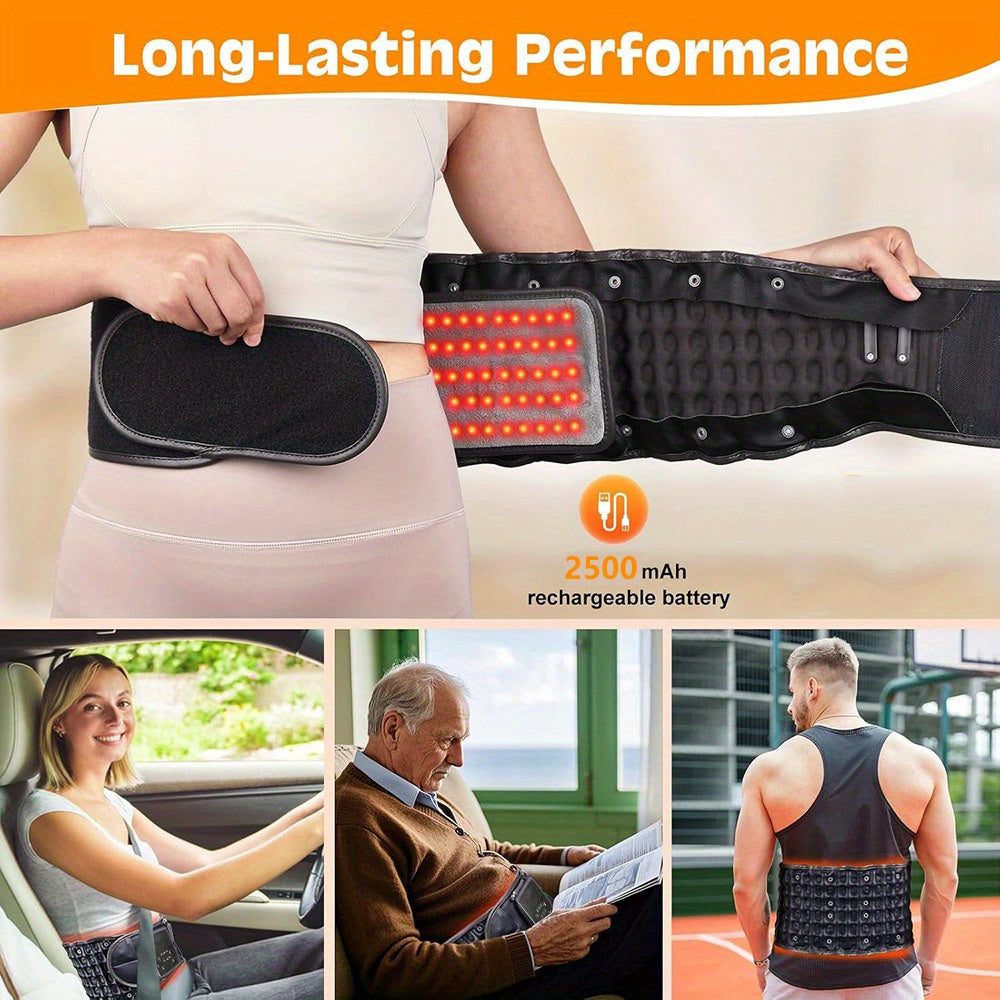 Portable Heating Pad USB Charged, Lumbar Support Belt with Air Traction, Cordless Heating Pad with Vibration Massage, Heat Pad with 3 Heating Levels & 3 Massage Mode, for Back, Waist, Gifts for Mom.
