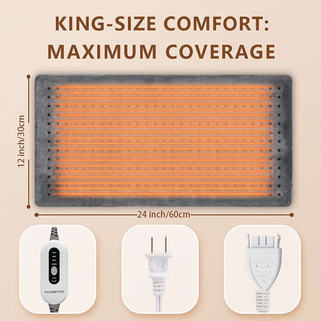 Electric Heating Pads for Back, Neck, Shoulder, Arms, Abdomen, 130W Fast Heating to 150°F, 4 Heat Settings, Auto-Off, 24" X 12" Lightweight Light Beige Fabric, Moist/Dry Option, Washable, Heated Pad for Knee, Leg, Father's Day & Birthday Gifts for Mom Dad
