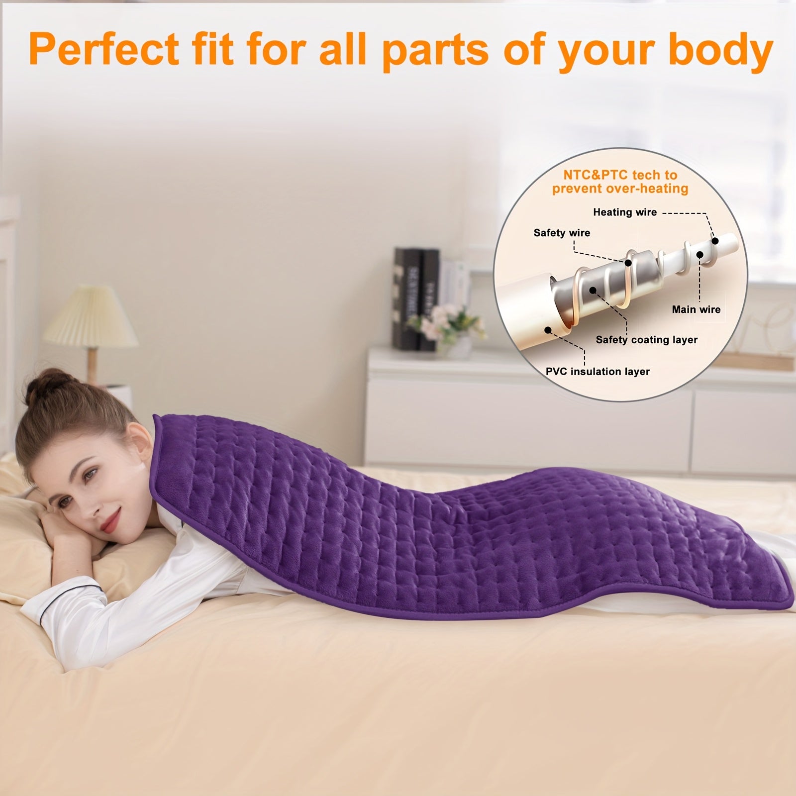 XXXL Extra Large Heating Pad, Size 40in×20in, 33in×17in, 24in×12in, 6 Temperature Levels And 4 Time Settings, Portable, Back, Neck, Shoulders And Legs Heating, Machine Washable, Perfect Holiday Gift for Men, Women, Parents, Christmas Gift