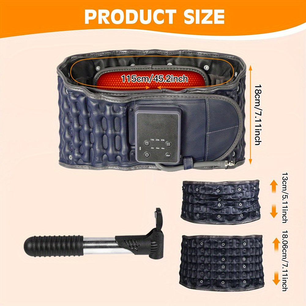 Portable Heating Pad USB Charged, Lumbar Support Belt with Air Traction, Cordless Heating Pad with Vibration Massage, Heat Pad with 3 Heating Levels & 3 Massage Mode, for Back, Waist, Gifts for Mom.