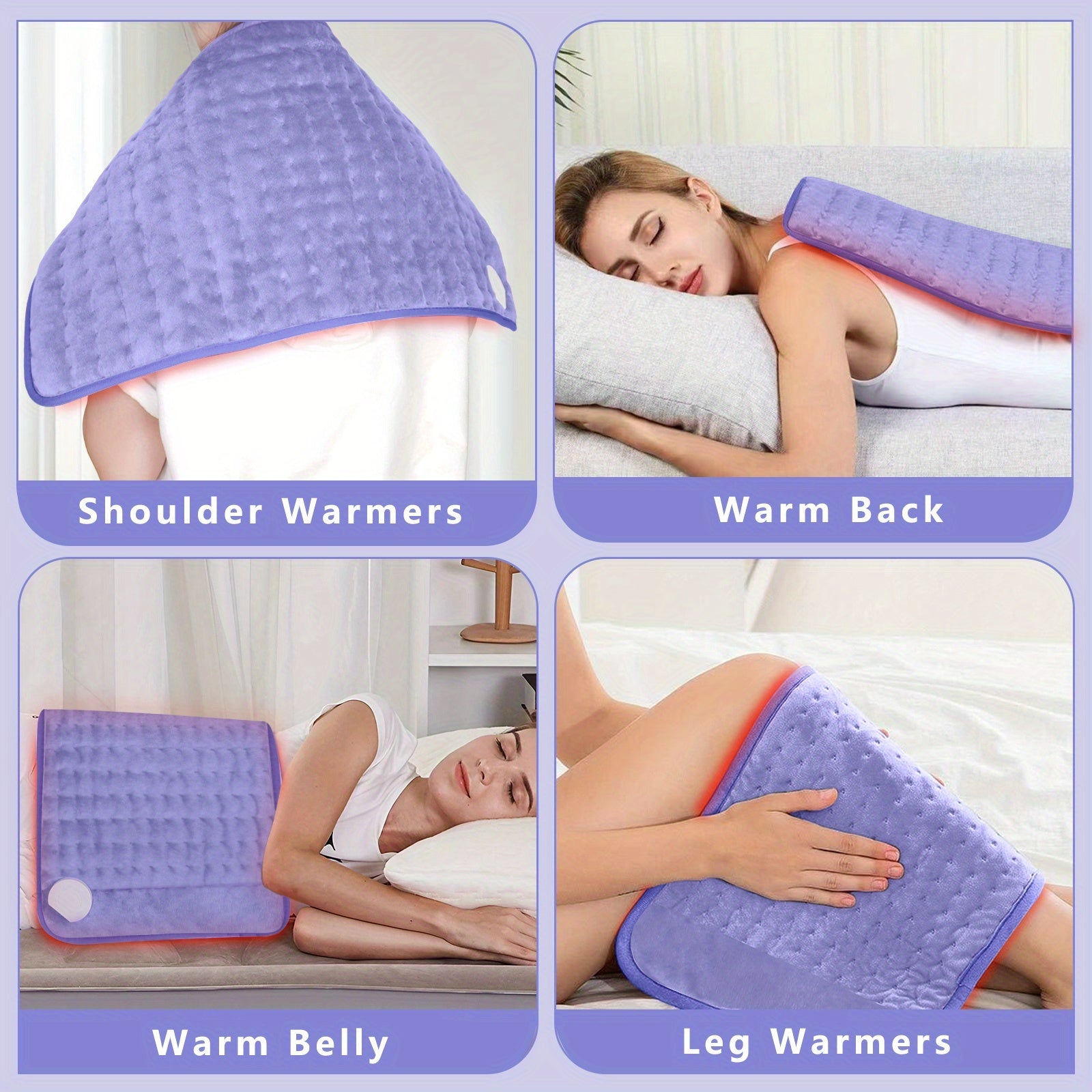 Electric Heating Pad, 24 ''x12' ', Portable, Shoulder, Back, Joint, Leg, Abdomen Heating, Skin Friendly Fabric, Quickly Heated To 140 ° F, Three Temperature Controls, Wet And Dry Dual-use, Double-sided Heating, 2-hour Timed Shutdown, Machine Washable