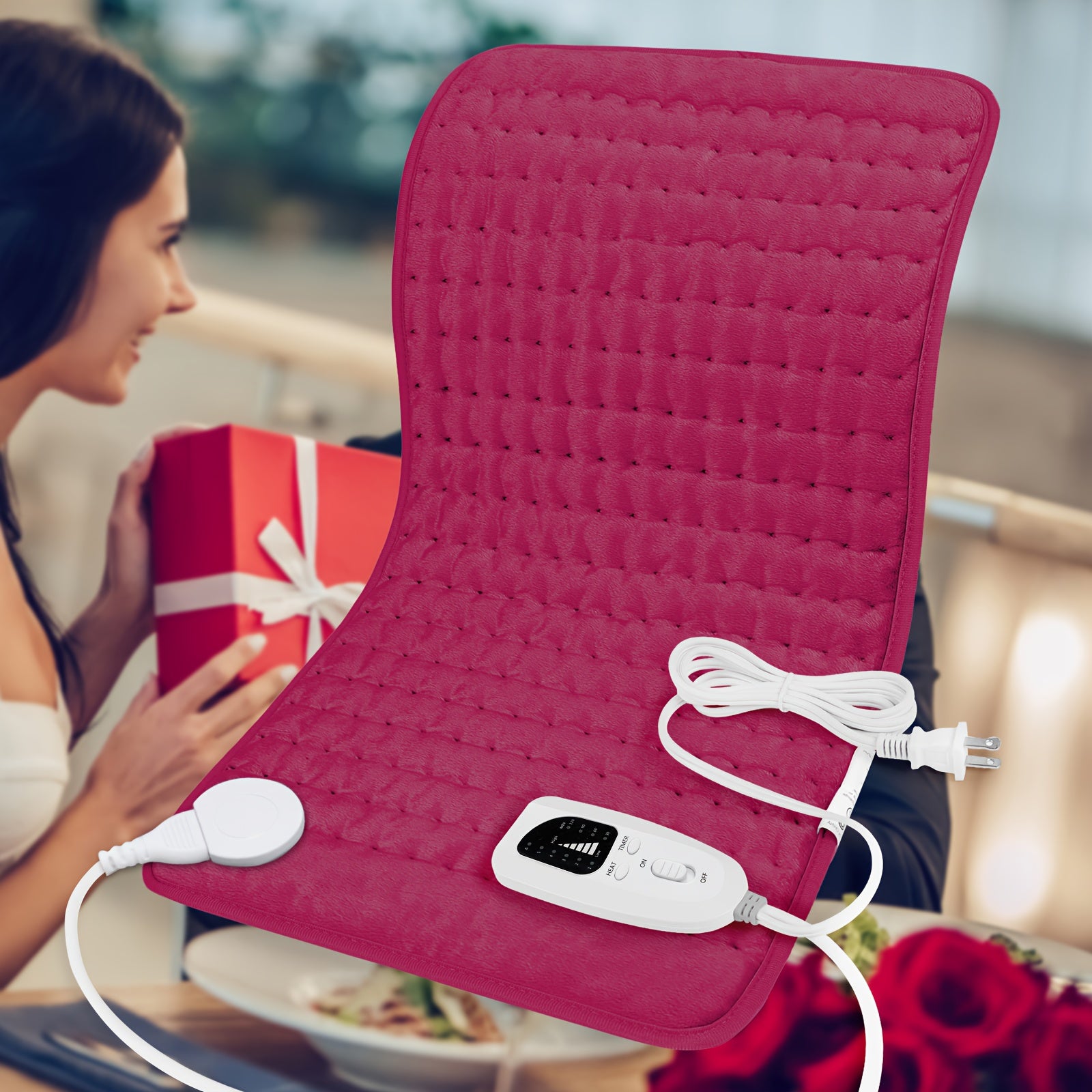 Extra Large Heating Pad - Extra Wide 24x12in (2x larger than most) with 6 Temp Settings (Up to 150°F/65°C) & Auto Shut-off Timer (2H), Portable Electric Heating Pad with Plug-in Power, Machine Washable for Back, Neck, Legs, Shoulders, Knees, Belly - Ideal
