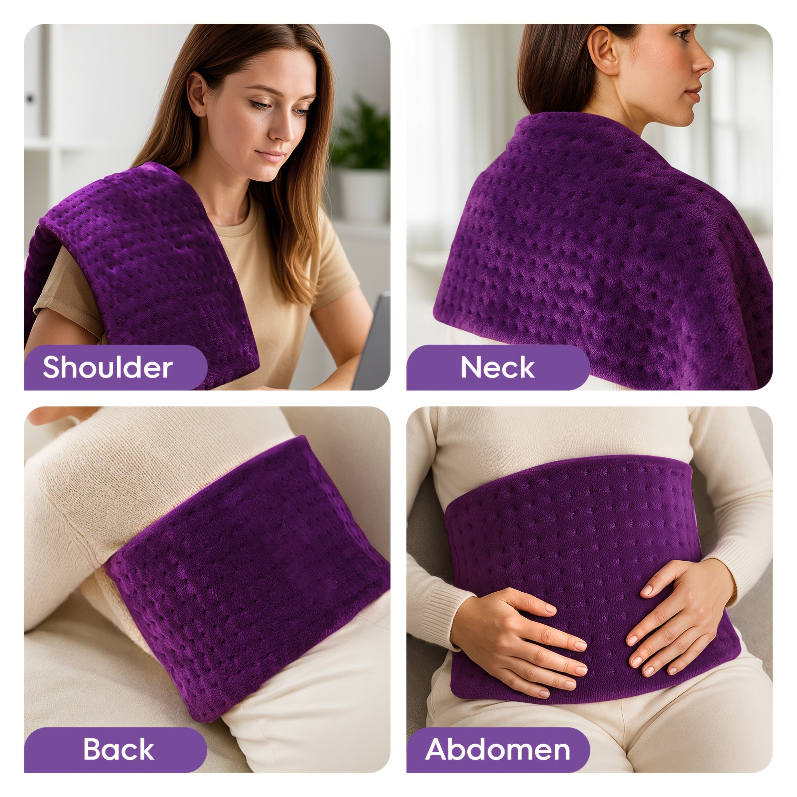 Electric Heating Pads for Back, Neck, Shoulder, Arms, Abdomen, 130W Fast Heating to 150°F, 4 Heat Settings, Auto-Off, 24" X 12" Lightweight Light Beige Fabric, Moist/Dry Option, Washable, Heated Pad for Knee, Leg, Father's Day & Birthday Gifts for Dad,